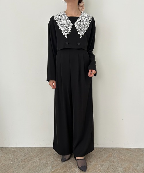 【美品】et.UNiVER Big collar setup ブラック Sサイズ et.UNiVER パンツドレス Big collar setup : ZOZOTOWN Yahoo!店 - 通販