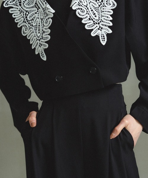 et.UNiVER（エトユニベール）の「Big collar setup（パンツドレス・レディース・ブラック×ホワイト/ブラウン/ライトカーキ・SMALL/MEDIUM/LARGE）」の9枚目の写真