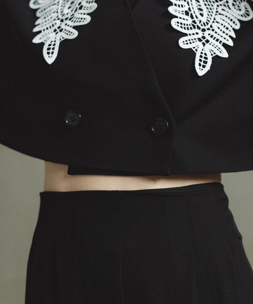 et.UNiVER（エトユニベール）の「Big collar setup（パンツドレス・レディース・ブラック×ホワイト/ブラウン/ライトカーキ・SMALL/MEDIUM/LARGE）」の11枚目の写真