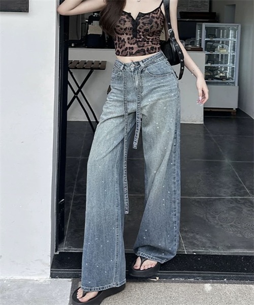 セール】キラキララインストーンデニムパンツ（デニムパンツ）｜Dream