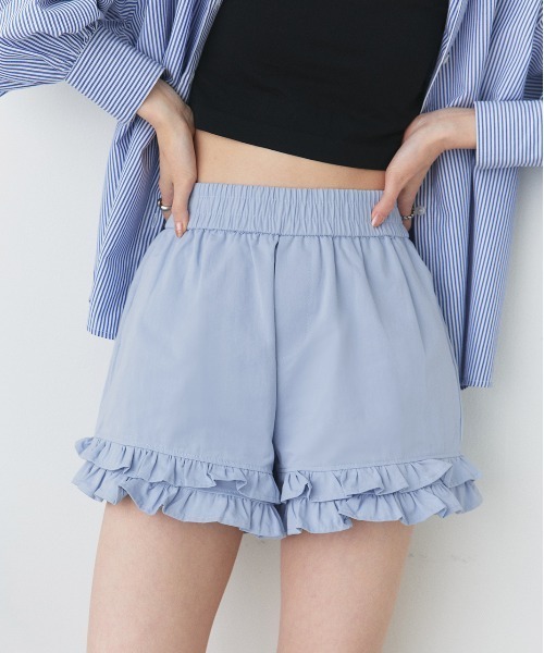ad thie(アドティエ)の「ヘムフリル ショートパンツ(その他パンツ・レディース・ブラック/ブルー・FREE)」の1枚目の写真