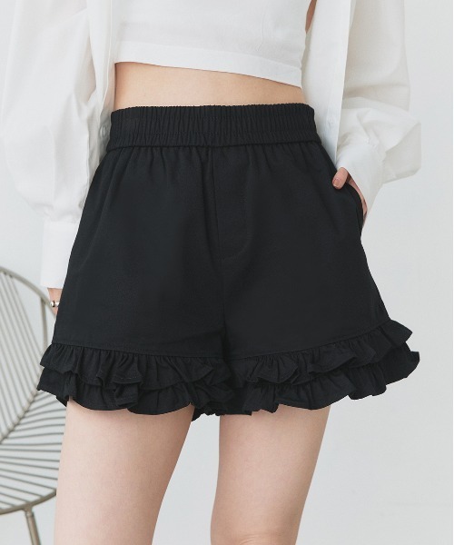 ad thie(アドティエ)の「ヘムフリル ショートパンツ(その他パンツ・レディース・ブラック/ブルー・FREE)」の16枚目の写真