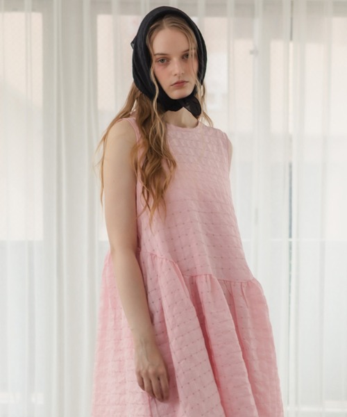 セール】ジャガードボリュームワンピース / ミドル丈 ロング丈 夏服 春