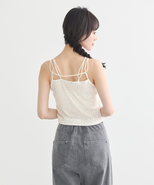 earth music&ecology（アースミュージックアンドエコロジー）の「ダブルストラップパターンメッシュキャミソール（キャミソール・レディース・その他14/ブラック/オフホワイト・M/S）」の11枚目の写真