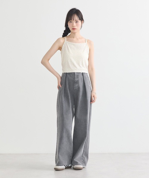 earth music&ecology（アースミュージックアンドエコロジー）の「ダブルストラップパターンメッシュキャミソール（キャミソール・レディース・その他14/ブラック/オフホワイト・M/S）」の10枚目の写真