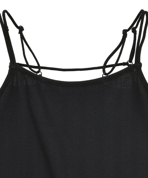 earth music&ecology（アースミュージックアンドエコロジー）の「ダブルストラップパターンメッシュキャミソール（キャミソール・レディース・その他14/ブラック/オフホワイト・M/S）」の19枚目の写真