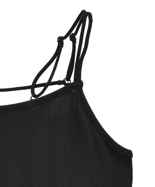 earth music&ecology（アースミュージックアンドエコロジー）の「ダブルストラップパターンメッシュキャミソール（キャミソール・レディース・その他14/ブラック/オフホワイト・M/S）」の18枚目の写真