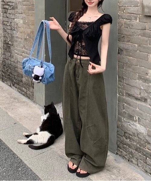 SHEENA(シーナ)の「レースレイヤード風リボンギャザートップス(Tシャツ/カットソー・レディース・ブラック/ホワイト・M)」の5枚目の写真