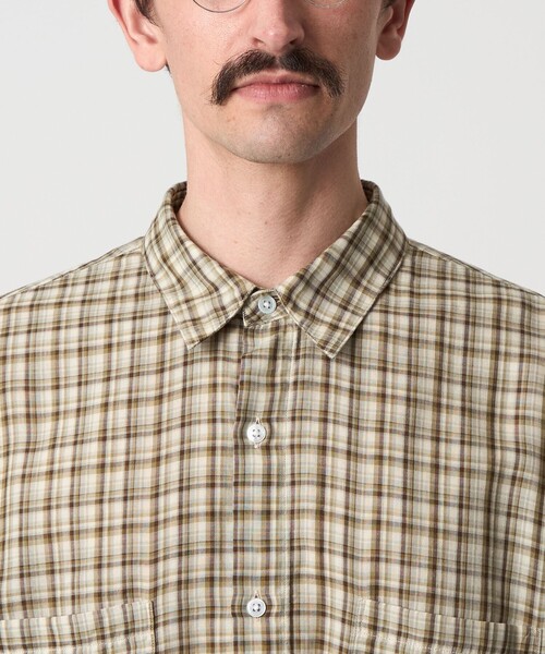 Steven Alan＞ CC ガーゼ チェック レギュラーカラー シャツ