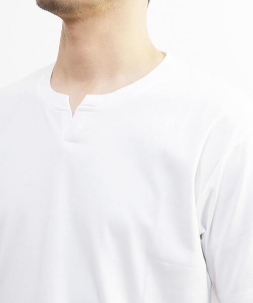 MEN'S MELROSE（メンズメルローズ）の「マーセライズドスムース キーネックTシャツ（Tシャツ/カットソー・メンズ・ベージュ/ブラック/ホワイト・3/4/2）」の8枚目の写真