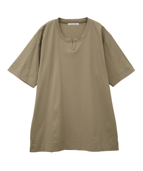 MEN'S MELROSE（メンズメルローズ）の「マーセライズドスムース キーネックTシャツ（Tシャツ/カットソー・メンズ・ベージュ/ブラック/ホワイト・3/4/2）」の12枚目の写真