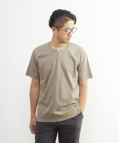 MEN'S MELROSE（メンズメルローズ）の「マーセライズドスムース キーネックTシャツ（Tシャツ/カットソー・メンズ・ベージュ/ブラック/ホワイト・3/4/2）」の20枚目の写真