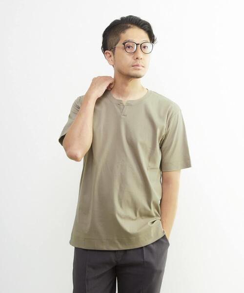 MEN'S MELROSE（メンズメルローズ）の「マーセライズドスムース キーネックTシャツ（Tシャツ/カットソー・メンズ・ベージュ/ブラック/ホワイト・3/4/2）」の21枚目の写真