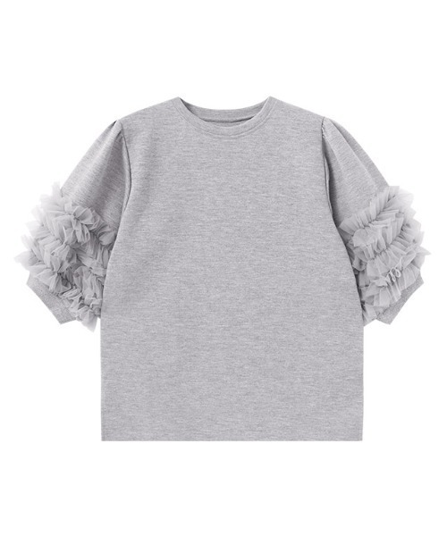 Pierrot(ピエロ)の「チュールスリーブプルオーバー(Tシャツ/カットソー・レディース・杢グレー/オフホワイト/ブラック・L/M)」の18枚目の写真