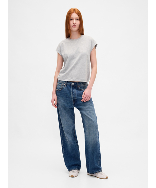 GAP(ギャップ)の「リラックスフィット クロップドTシャツ(Tシャツ/カットソー・レディース・ブラウン/ライトグレー/ホワイト/ブラック・XS/S/M/L/XXS/XL)」の6枚目の写真