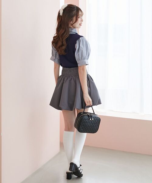 MAJESTIC LEGON（マジェスティックレゴン）の「ネクタイセットシャツドッキングニット（ニット/セーター・レディース・ブラウン/ネイビー/ベージュ・MEDIUM）」の7枚目の写真