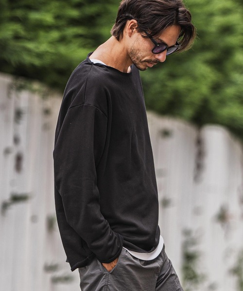 msw1712-ボートネックルーズシルエット裏毛スウェットプルオーバー