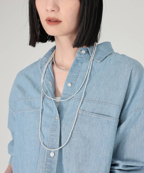 BABYLONE（バビロン）の「ナバホパール風ネックレス120cm（ネックレス・レディース・シルバーグレー・FREE）」の7枚目の写真