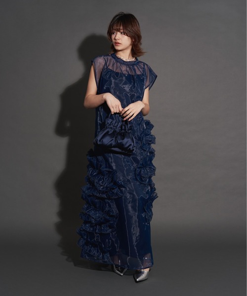 My shawty(マイシャウティー)の「organdy volume dress(ドレス・レディース・ブラック/ネイビー/グリーン・MEDIUM/SMALL)」の7枚目の写真