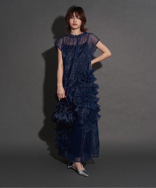 My shawty(マイシャウティー)の「organdy volume dress(ドレス・レディース・ブラック/ネイビー/グリーン・MEDIUM/SMALL)」の6枚目の写真