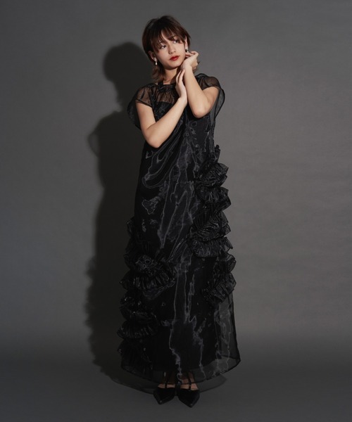 My shawty(マイシャウティー)の「organdy volume dress(ドレス・レディース・ブラック/ネイビー/グリーン・MEDIUM/SMALL)」の9枚目の写真