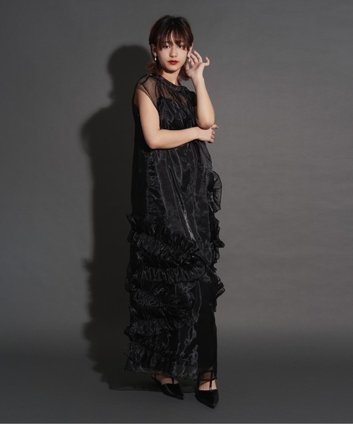 My shawty(マイシャウティー)の「organdy volume dress(ドレス・レディース・ブラック/ネイビー/グリーン・MEDIUM/SMALL)」の12枚目の写真