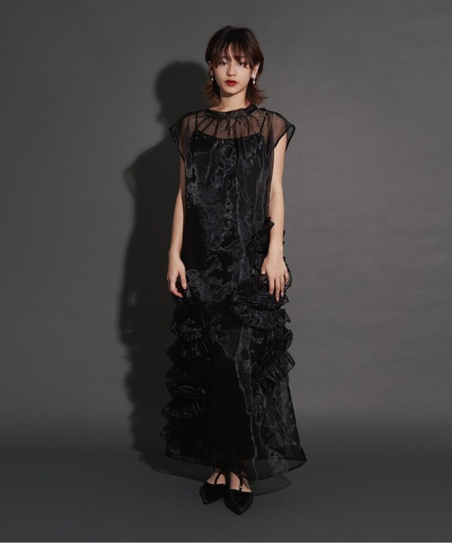 My shawty(マイシャウティー)の「organdy volume dress(ドレス・レディース・ブラック/ネイビー/グリーン・MEDIUM/SMALL)」の10枚目の写真