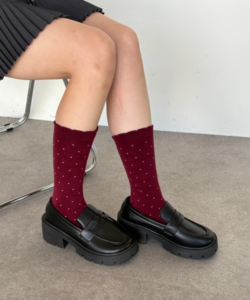 Teem Store（チームストア）の「ドットメロウフリルソックス（ソックス/靴下・レディース・レッド/グレー/ブラック/ホワイト・F）」の4枚目の写真