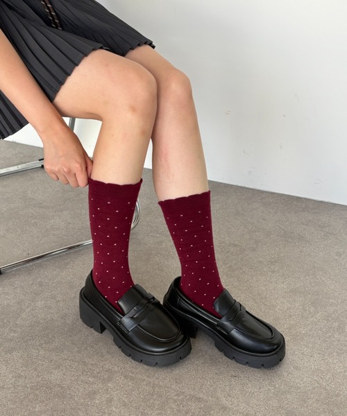 Teem Store（チームストア）の「ドットメロウフリルソックス（ソックス/靴下・レディース・レッド/グレー/ブラック/ホワイト・F）」の17枚目の写真