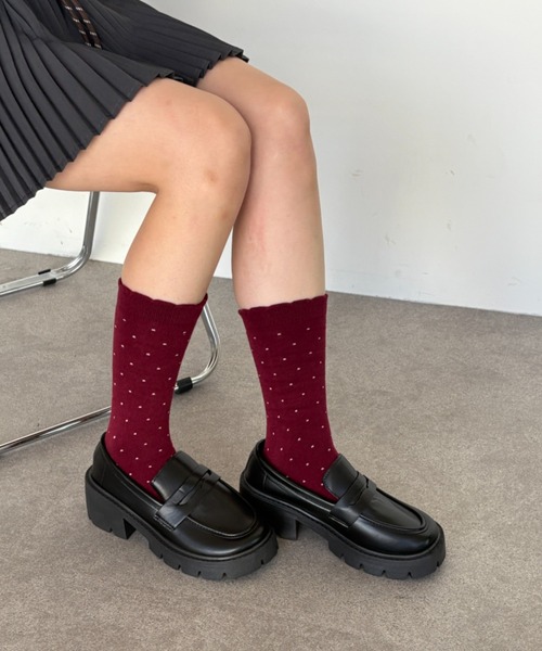 Teem Store（チームストア）の「ドットメロウフリルソックス（ソックス/靴下・レディース・レッド/グレー/ブラック/ホワイト・F）」の6枚目の写真