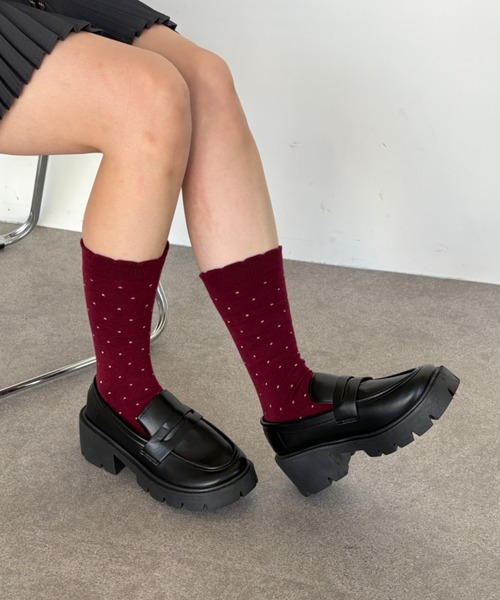 Teem Store（チームストア）の「ドットメロウフリルソックス（ソックス/靴下・レディース・レッド/グレー/ブラック/ホワイト・F）」の7枚目の写真