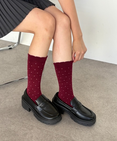 Teem Store（チームストア）の「ドットメロウフリルソックス（ソックス/靴下・レディース・レッド/グレー/ブラック/ホワイト・F）」の14枚目の写真