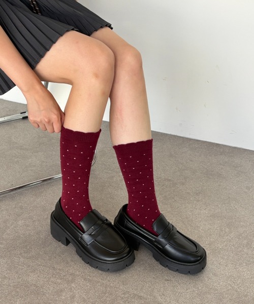 Teem Store（チームストア）の「ドットメロウフリルソックス（ソックス/靴下・レディース・レッド/グレー/ブラック/ホワイト・F）」の15枚目の写真