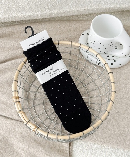 Teem Store（チームストア）の「ドットメロウフリルソックス（ソックス/靴下・レディース・レッド/グレー/ブラック/ホワイト・F）」の9枚目の写真