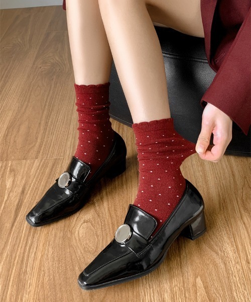 Teem Store（チームストア）の「ドットメロウフリルソックス（ソックス/靴下・レディース・レッド/グレー/ブラック/ホワイト・F）」の8枚目の写真