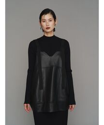 UN3D.(アンスリード)のFAKE LEATHER COCOON LONG CAMI / フェイクレザーコクーンロングキャミ(その他トップス)