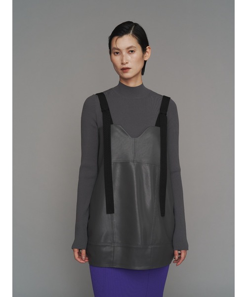 FAKE LEATHER COCOON LONG CAMI / フェイクレザーコクーンロング