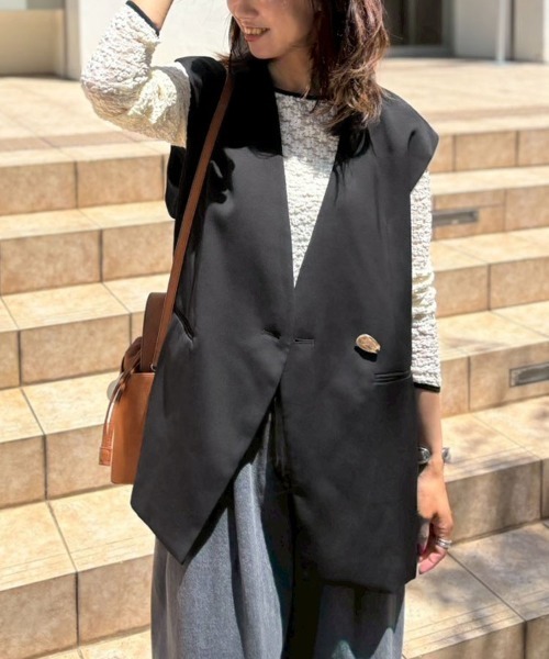 【ANDRESD】nuance button gilet 結婚式オケージョン セレモニー 二次会 同窓会 ベスト 羽織 パーティー お呼ばれ会