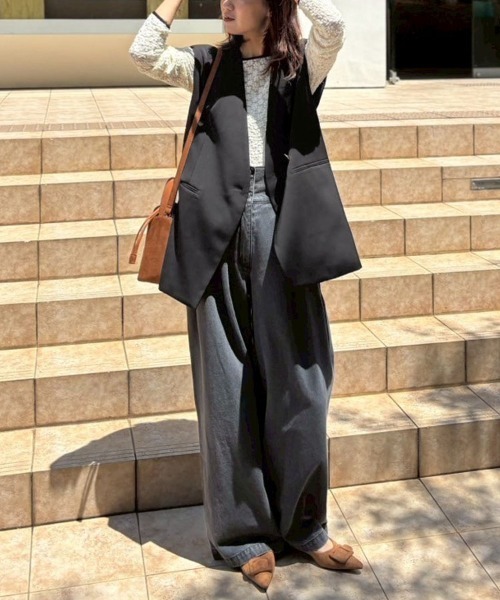 DONOBAN(ドノバン)の「【ANDRESD】nuance button gilet 結婚式 オケージョン セレモニー 二次会 同窓会 ベスト 羽織 パーティー お呼ばれ会(その他トップス・レディース・グレイッシュベージュ/グレー/ブラック・M)」の6枚目の写真
