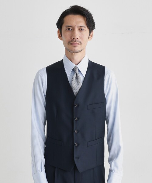 TAKEO KIKUCHI（タケオキクチ）の「ドーメル サージ ベスト（スーツベスト・メンズ・ネイビー/ブラウン系・02/03）」の4枚目の写真