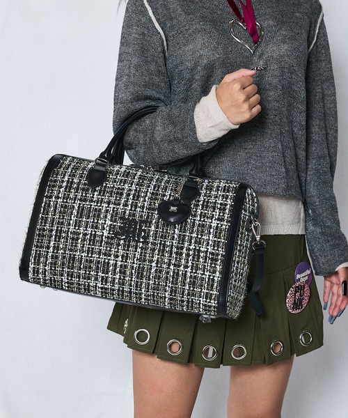 jouetie/ジュエティ】ハートチャーム付 JJツィード トラベルボストン