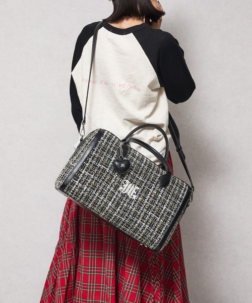 jouetie/ジュエティ】ハートチャーム付 JJツィード トラベルボストン