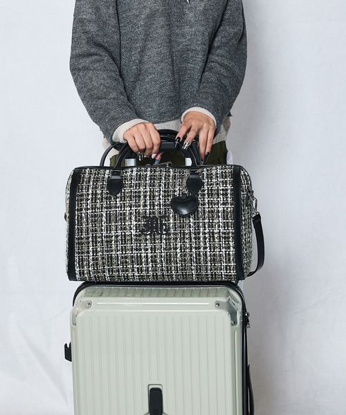 jouetie/ジュエティ】ハートチャーム付 JJツィード トラベルボストン