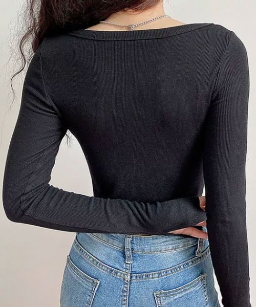 TONE SELECT WEAR(トーンセレクトウェア)の「【URGE:】Vネック クロップド丈 長袖 カーディガン(カーディガン/ボレロ・レディース・ブラック/グレー/ホワイト・SMALL/MEDIUM/LARGE/X-LARGE)」の6枚目の写真
