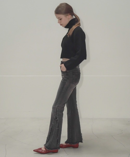 Mirette（ミレット）の「ハイネックショートジップニット / High-Neck Short Zip Knit（ニット/セーター・レディース・アイボリー/ブラック/グレー・FREE）」の9枚目の写真