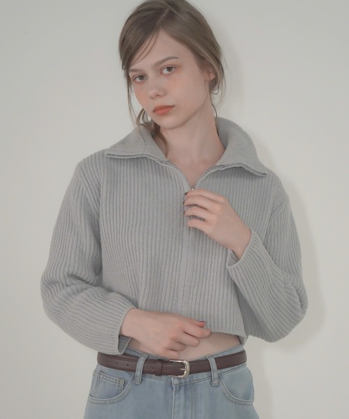 Mirette（ミレット）の「ハイネックショートジップニット / High-Neck Short Zip Knit（ニット/セーター・レディース・アイボリー/ブラック/グレー・FREE）」の12枚目の写真