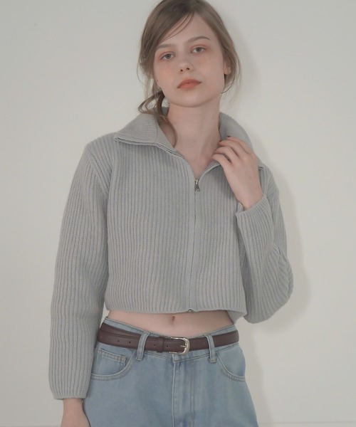Mirette（ミレット）の「ハイネックショートジップニット / High-Neck Short Zip Knit（ニット/セーター・レディース・アイボリー/ブラック/グレー・FREE）」の13枚目の写真