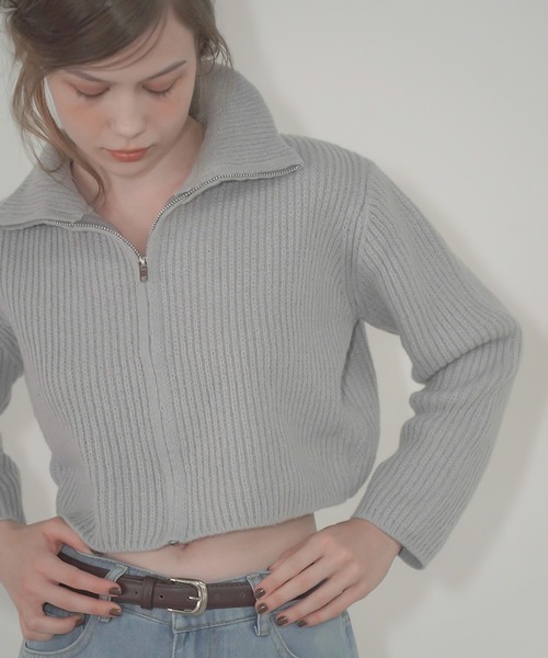 Mirette（ミレット）の「ハイネックショートジップニット / High-Neck Short Zip Knit（ニット/セーター・レディース・アイボリー/ブラック/グレー・FREE）」の14枚目の写真