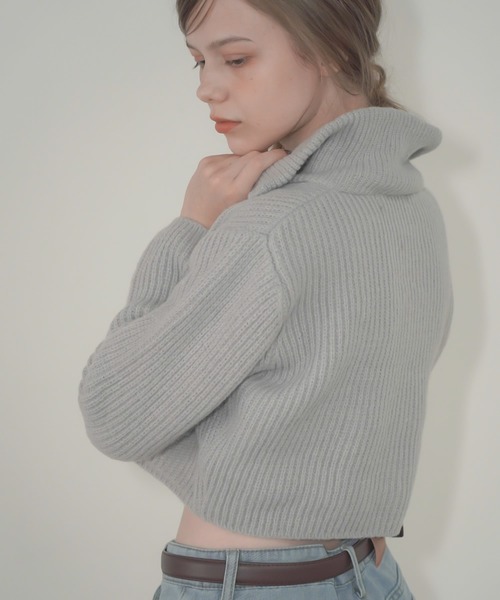 Mirette（ミレット）の「ハイネックショートジップニット / High-Neck Short Zip Knit（ニット/セーター・レディース・アイボリー/ブラック/グレー・FREE）」の15枚目の写真