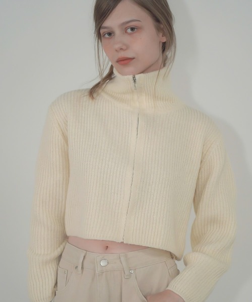 Mirette（ミレット）の「ハイネックショートジップニット / High-Neck Short Zip Knit（ニット/セーター・レディース・アイボリー/ブラック/グレー・FREE）」の22枚目の写真